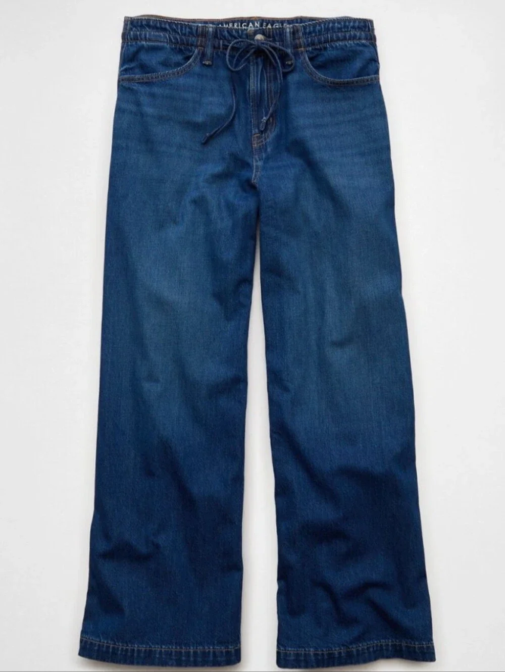 American Eagle Low Rise Strigid Ultra Wide Leg Jeans Size 6 - Picture 4 of 15